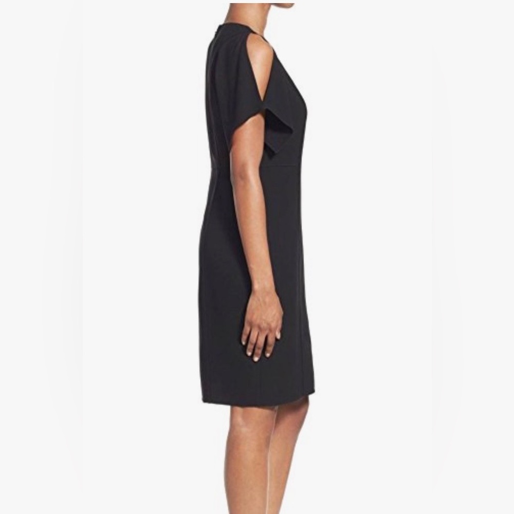 Elie Tahari Sheath Cold Shoulder Dress Black Size 6 $398 Lourdes Crepe NWT - Picture 4 of 4